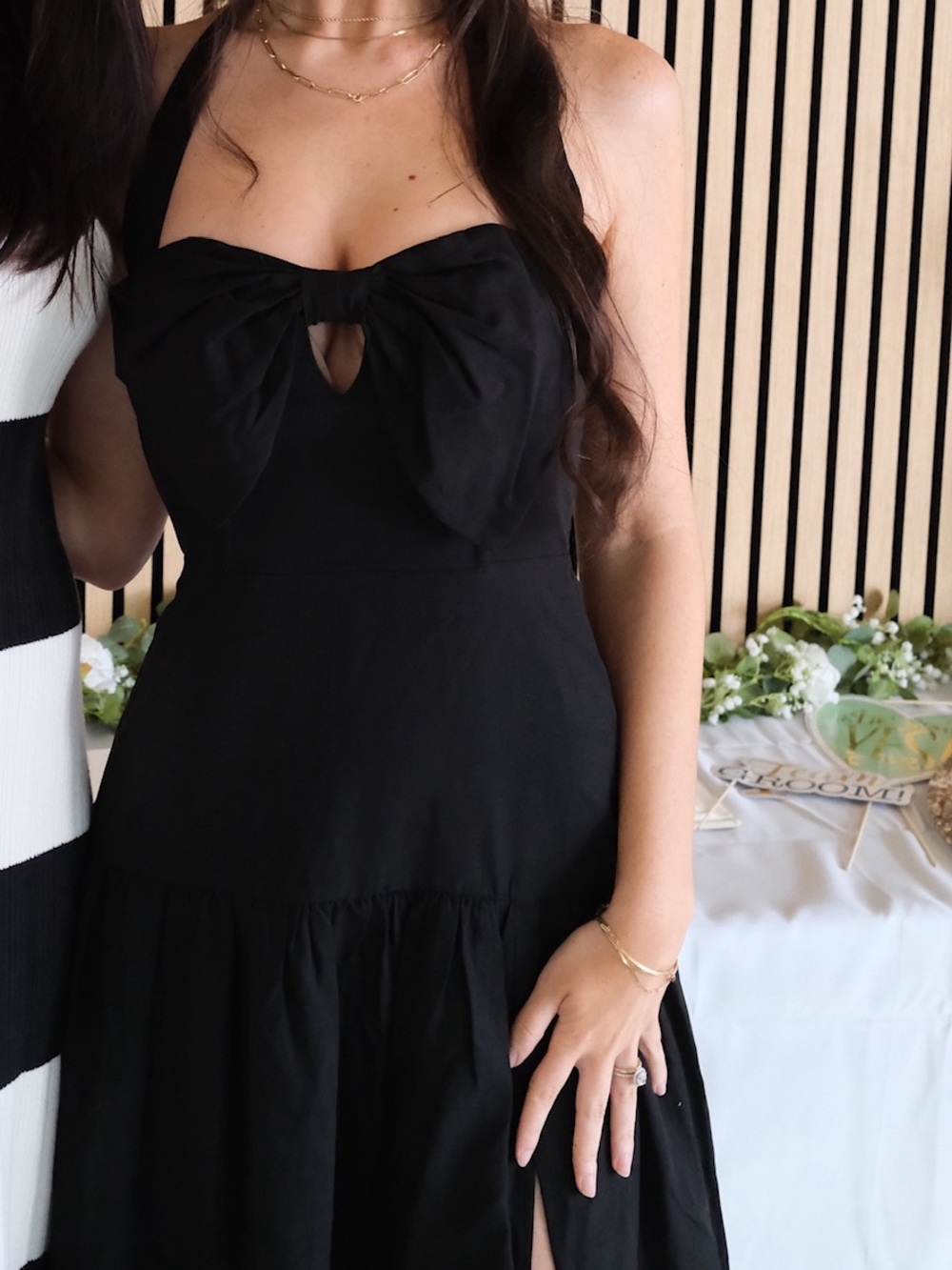 Astr Black Halter Midi Dress with Side Slit - Picture 2 of 3
